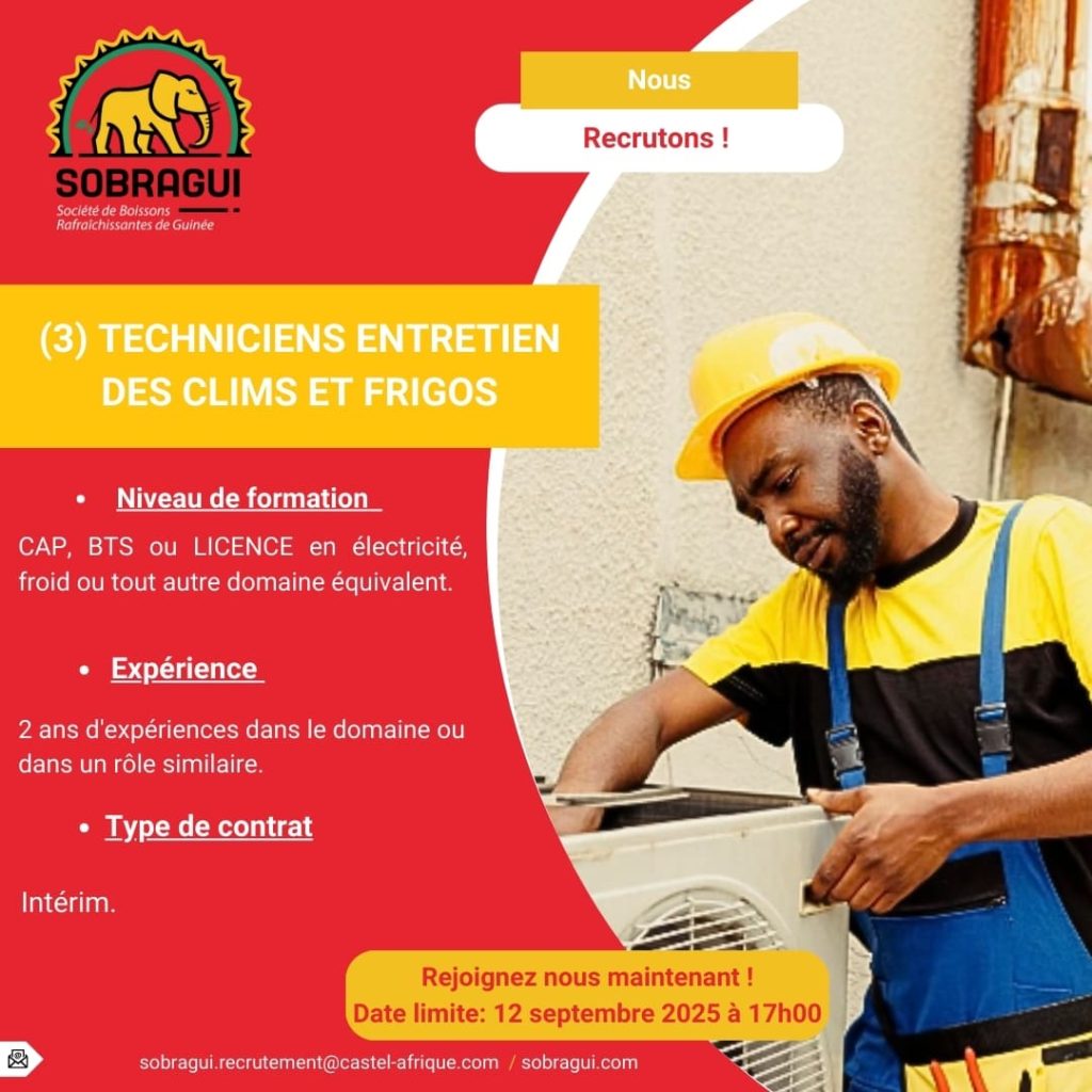 AVIS DE RECRUTEMENT EXTERNE TEHNICIENS ENTRETIEN DES CLIMS ET FRIGOS