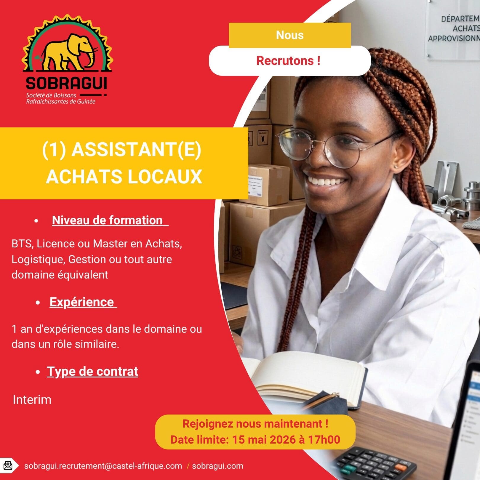 AVIS DE RECRUTEMENT ASSISTANT ACHAT LOCAUX SOBAPRES