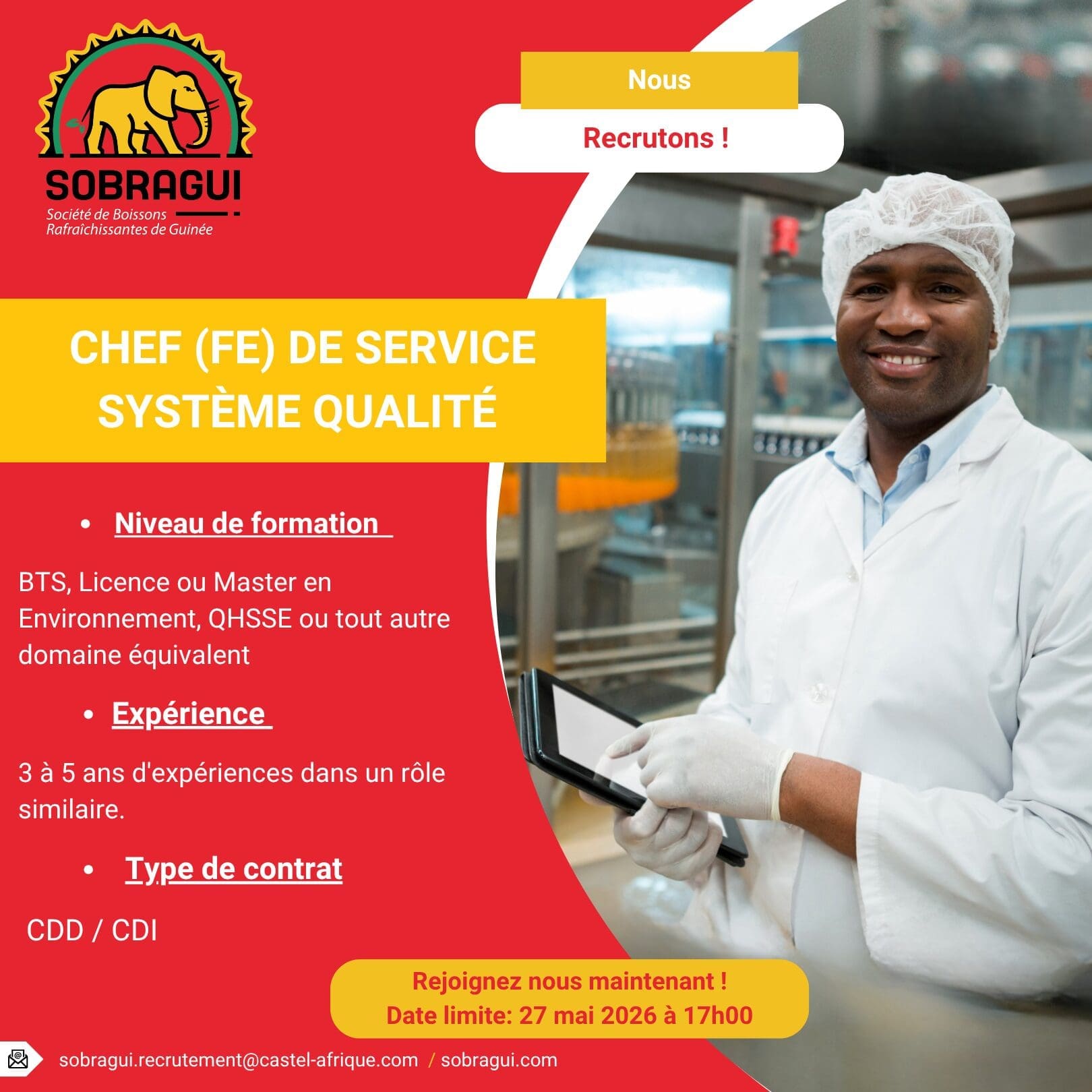 Chef(fe) de Service Système Qualité