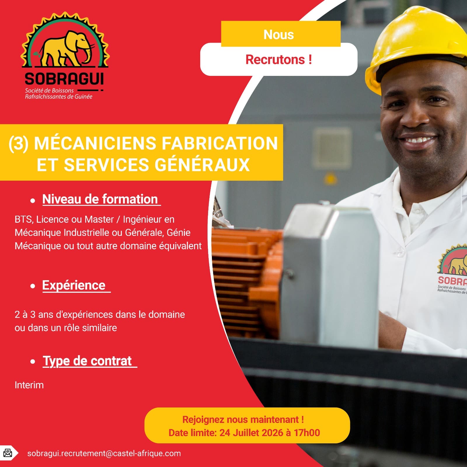 Mécanicien Fabrication et Services Généraux